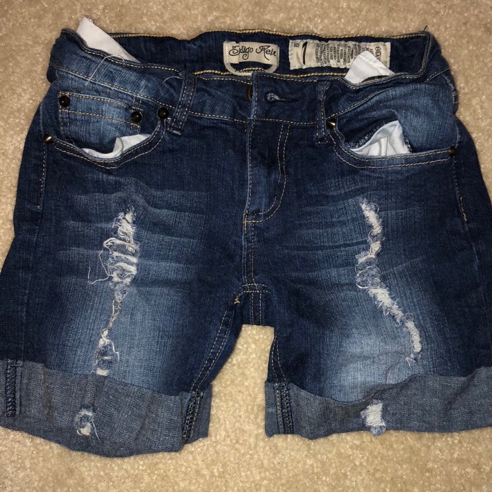 Dark Blue Jean shorts with Rips